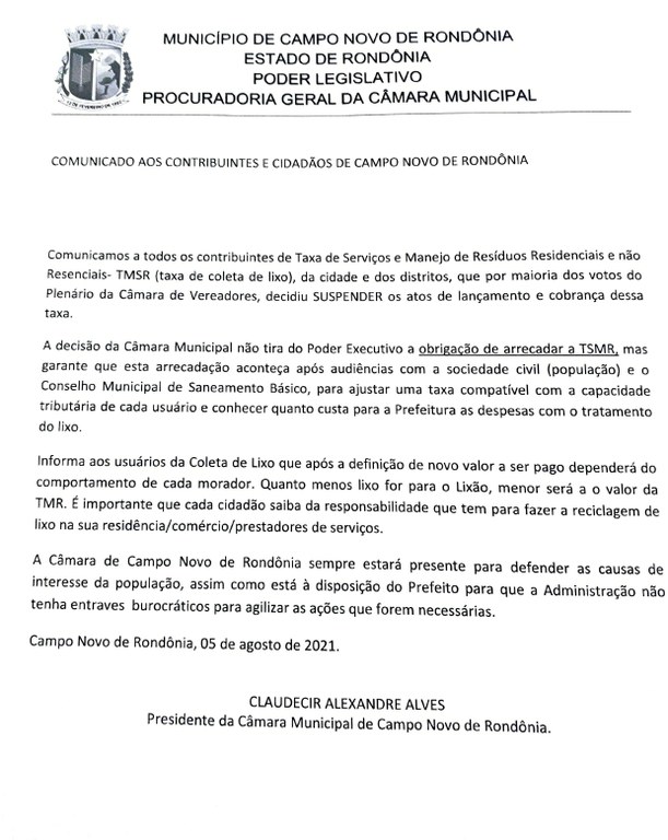 Prefeitura de Campo Novo de Rondônia, Campo Novo de Rondônia RO