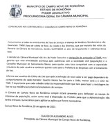 COMUNICADO AOS CONTRIBUINTES E CIDADÃOS DE CAMPO NOVO DE RONDÔNIA.