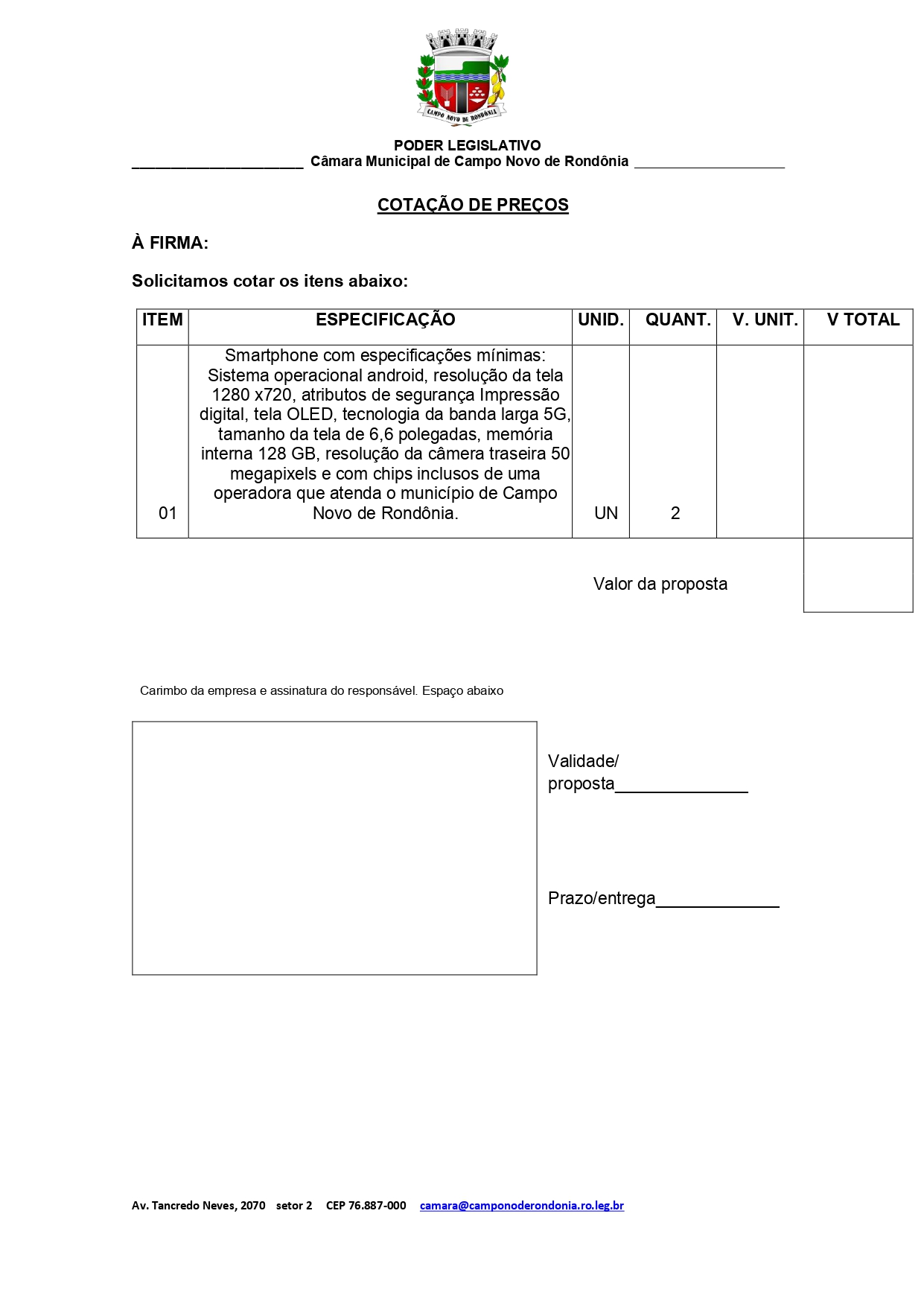 COTAÇÃO DE PREÇOS
