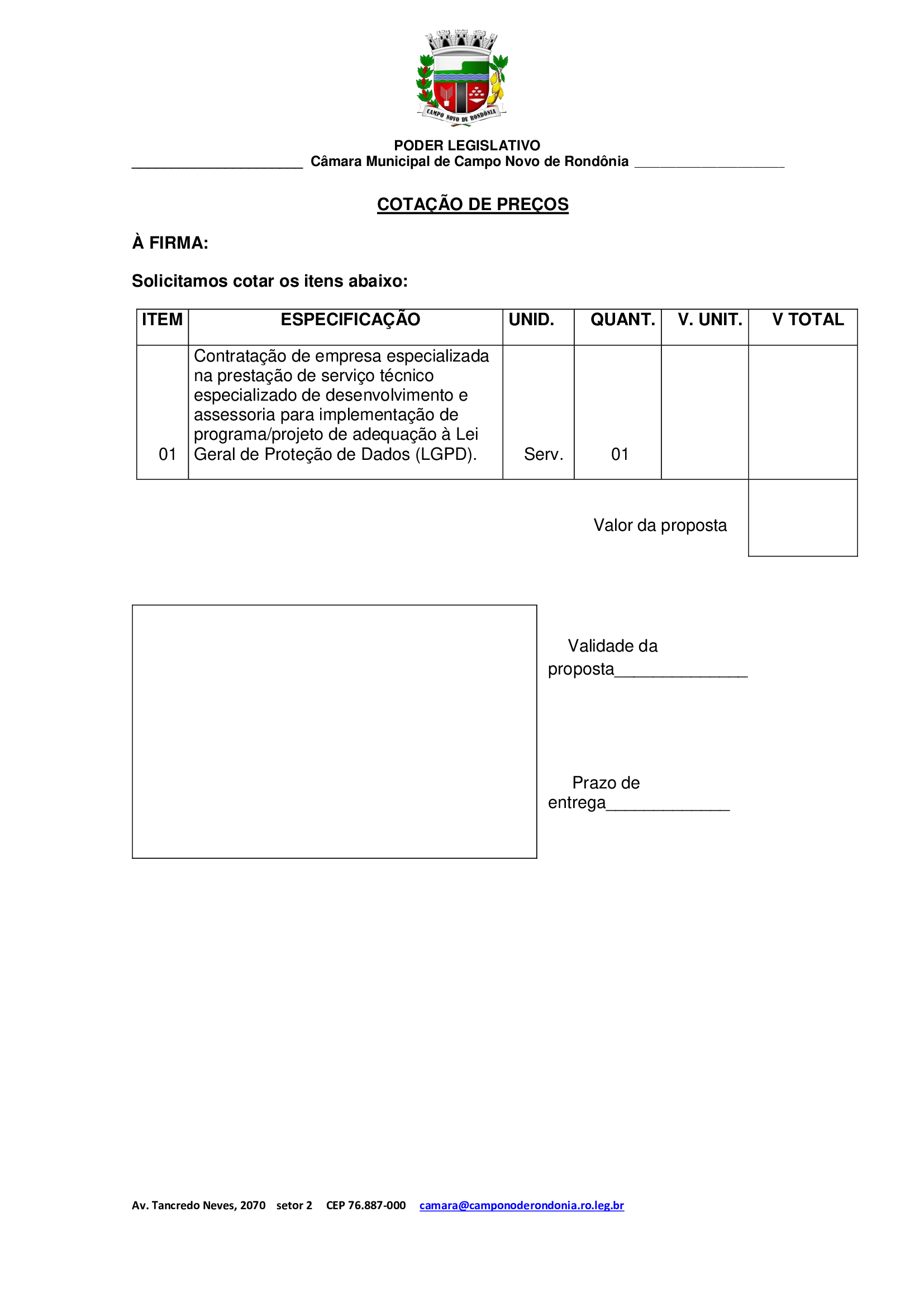 COTAÇÃO DE PREÇOS