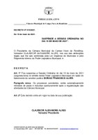 DECRETO LEGISLATIVO SUSPENDE A SESSÃO ORDINÁRIA NO DIA 10 DE MAIO DE 2021.