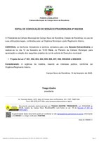 EDITAL DE CONVOCAÇÃO DE SESSÃO EXTRAORDINÁRIA Nº 002/2026 